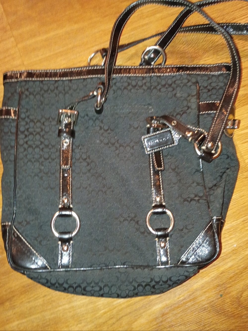 Black Coach Signature Shoulder Bag From Gallery Totes